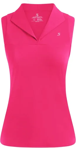 Vista 2 de JACK SMITH Camisetas de tenis de golf sin mangas para mujer, cuello en V, cuello de solapa, deportivas, sin mangas
