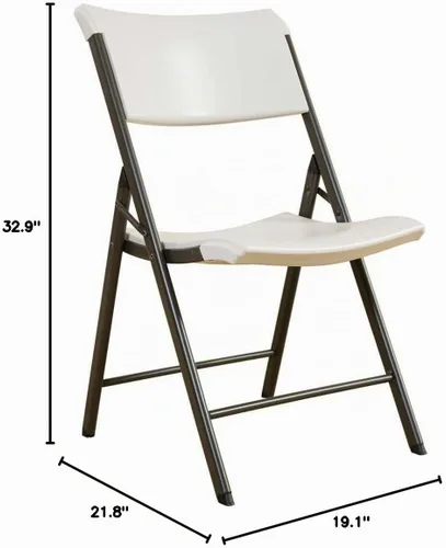 Vista 3 de LIFETIME 480074 Silla plegable contemporánea, almendra con marco de acero bronce, paquete de 4