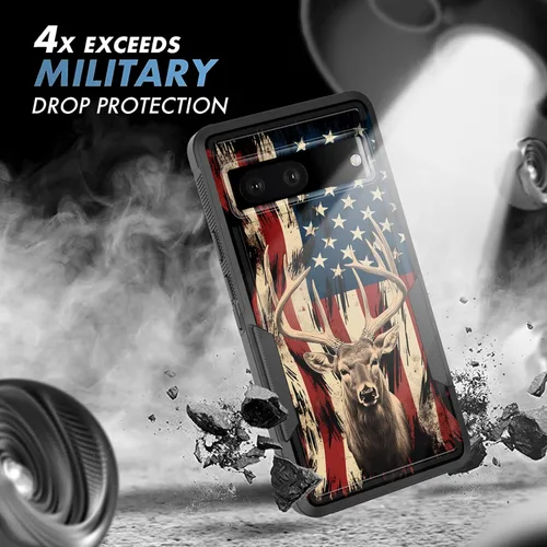 Vista 6 de Funda para Pixel 7a, resistente de doble capa híbrida de policarbonato duro de goma suave a prueba de golpes para Google Pixel 7A 6.1 pulgadas