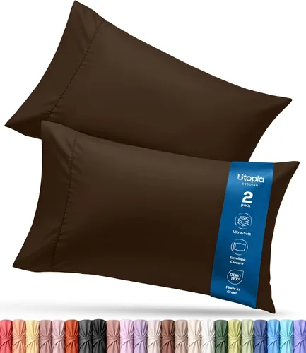 Vista 30 de Utopia Bedding - Juego de 2 fundas de almohada tamaño estándar, con cierre de sobre, tela de microfibra cepillada suave, resistentes al encogimiento