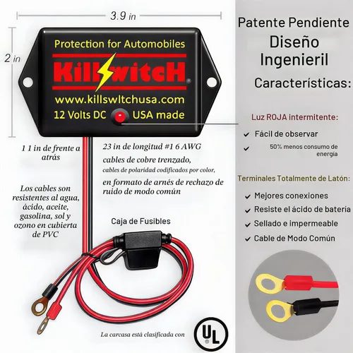 Vista 3 de Killswitch Escudo EMP para vehículos (12 V CC) – Protección contra rayos de grado militar, CME y llamarada solar – Fácil instalación de 2 cables