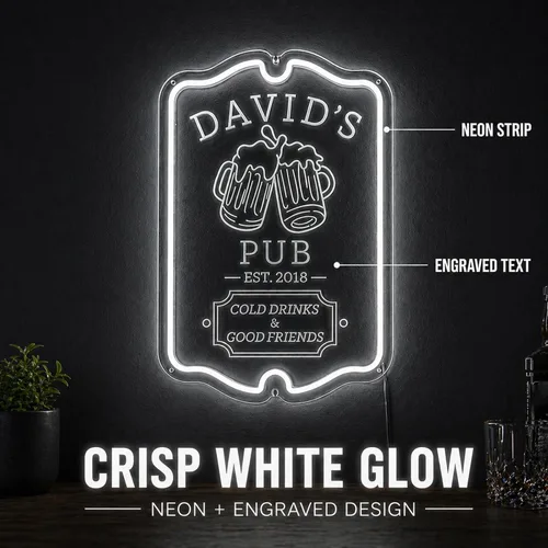 Vista 2 de Letrero de barra de neón personalizado para bar en casa, hecho a mano, regulables, personalizables, barras de neón 3D, letrero de luz de cerveza