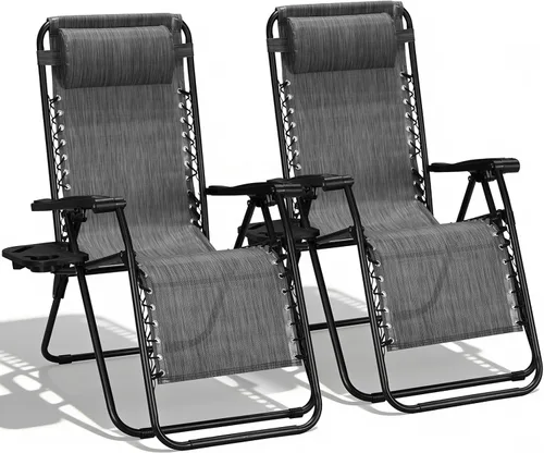 Vista 15 de Sillón de gravedad cero de gran tamaño, silla plegable reclinable para Negro y Verde