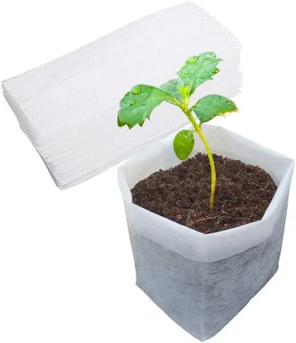 Vista 11 de Bolsas de cultivo de vivero Belit, 100 piezas de macetas de plántulas de tela, bolsa no tejida para semillas de plantas de jardinería, papa, flor