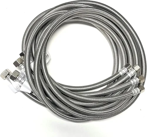 Vista 17 de Conector de línea de suministro de agua para grifo de acero inoxidable trenzado, línea de suministro para grifo - rosca de compresión hembra de 3/8