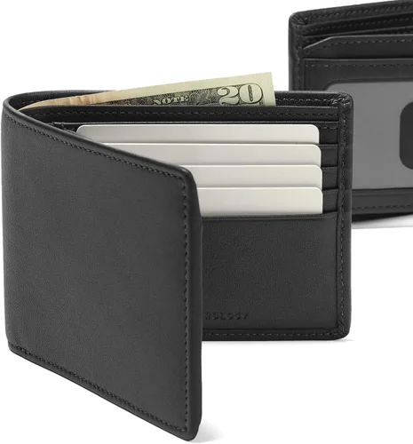 Vista 6 de Leatherology RFID Black Onyx - Cartera plegable para hombre con solapa para tarjeta de identificación RFID disponible