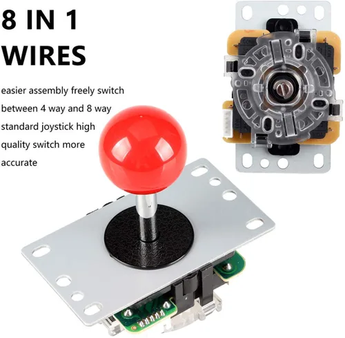 Vista 3 de EG STARTS 2 Player Arcade Contest DIY Kits USB Encoder To PC Joystick + 8 Ways Sticker + Chrome LED Illuminated Push Button 1 & 2 Player Coin