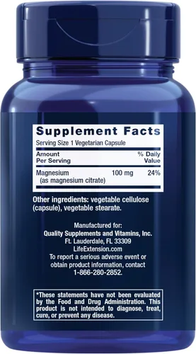 Vista 2 de Life Extension Cápsulas vegetarianas de citrato de magnesio 100 mg, azul, 100