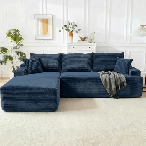 Vista 18 de Sofá modular Cloud de 108 pulgadas, moderno sofá deshuesado con otomana móvil, sofá modular de asiento profundo, sofás esquineros de pana para sala