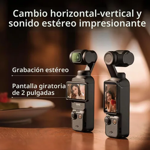 Vista 2 de DJI Osmo Pocket 3 Cámara Gimbal, Bundle con Power Bank, Estuche de Transporte, Protector de Pantalla, Tarjeta de Memoria de 64GB y Lector
