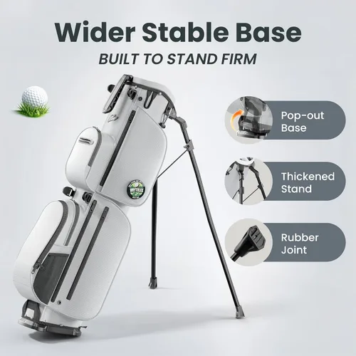 Vista 4 de Bolsa de golf ligera de 3 vías, bolsa compacta de transporte/rango para 6 a 8 palos, asa superior, doble correa, múltiples bolsillos, ideal