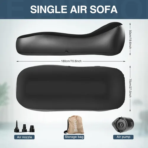 Vista 22 de Bestrip Sofá inflable con bomba incorporada – Sofá tumbona de aire de tamaño extra mejorado, cama portátil con bolsa de almacenamiento, cama