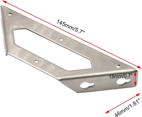 Vista 2 de Soportes angulares trapeziformes multiusos de acero inoxidable soportes de esquina de gran tamaño - 4 piezas