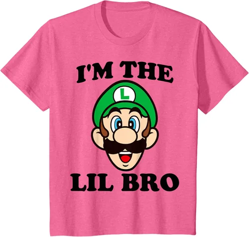 Vista 9 de Super Mario Camiseta de retrato Luigi I'm The Lil Bro, Blanco