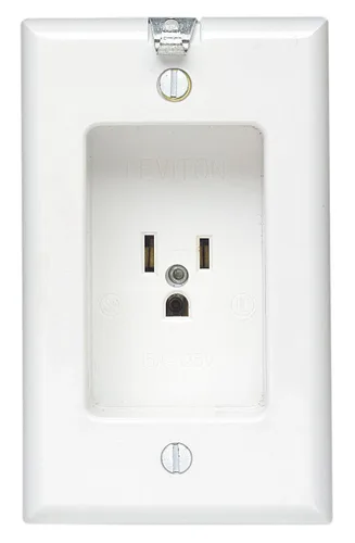 Vista 2 de Leviton Receptáculo individual empotrado de 15 amperios, 125 voltios, 1 cuadrilla, 688-I, marfil