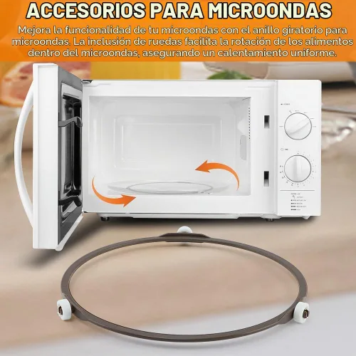 Vista 7 de Anillo giratorio de microondas, accesorios para microondas, bandeja para horno de microondas, anillo de soporte giratorio de soporte de rodillo
