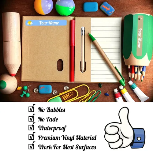 Vista 3 de 100 etiquetas de nombre personalizadas para niños, suministros escolares, calcomanías de nombre personalizadas para niños, impermeables, para Camión