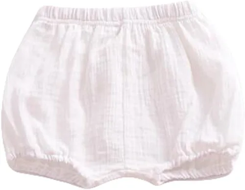 Vista 8 de LOOLY Baby Bloomers - Pantalones cortos unisex de mezcla de lino y algodón A-Negro