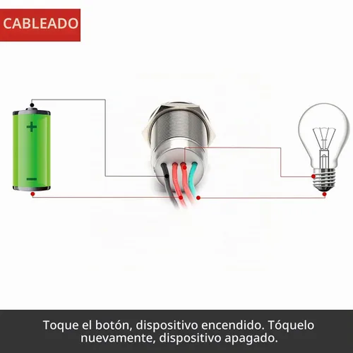 Vista 5 de APIELE Interruptor táctil continuo de 0.748 in con regulador de intensidad LED, interruptor de pestillo CC 6V a 24V LED azul blanco adecuado