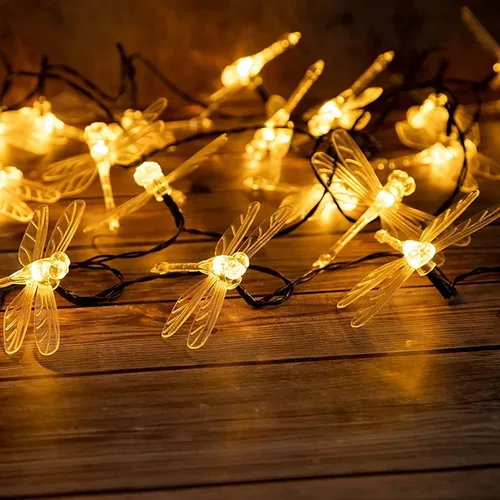 Vista 9 de keeda Guirnalda de luces decorativas de mariposa de 9.8 pies, 20 luces LED de mariposa de Navidad, funciona con pilas, para dormitorio, patio