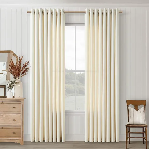 Vista 22 de Cortinas de avena con ojales DUKIYO de 96 pulgadas de largo para sala de estar, comedor, juego de 2 paneles, cortinas de arena y beige