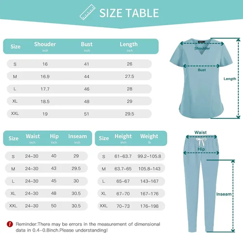 Vista 7 de Conjunto de uniformes quirúrgicos para mujer, pantalones deportivos con cuello en V, bolsillo (verde, XL)