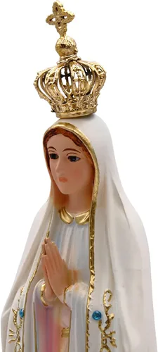 Vista 3 de Estatua de Nuestra Señora de Fátima con ojos de cristal de 12 pulgadas fabricada en Portugal