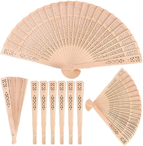 Vista 5 de grr 50 abanicos de madera personalizados, decoración de fiesta de sándalo para decoración de fiesta, abanico plegable de madera, regalos de boda