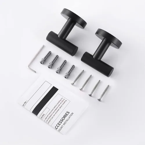 Vista 9 de KES Gancho para toallas de baño, gancho para bata, ducha, cocina, ganchos para colgar en la pared, montaje en pared, acero inoxidable SUS 304, negro