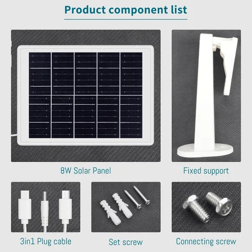 Vista 6 de Panel solar de 8 W integrado con batería SANYO de 13200 mAh para cámara de seguridad al aire libre, panel de cargador de enchufe 3 en 1 para cámara