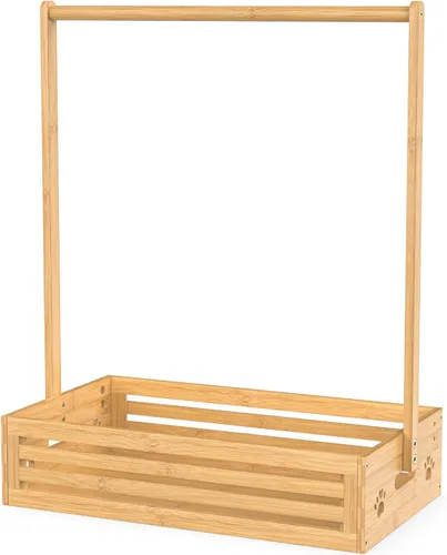 Vista 9 de BAMBOOHOMIE Perchero para Ropa de Bebé para Niños Pequeños, Perchero para Ropa de Mascotas con Caja de Almacenamiento y Barra Colgante Ajustable