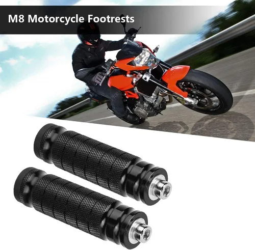 Vista 2 de Aramox Reposapiés de la motocicleta, 2pcs CNC de la Motocicleta Reposapiés Trasero Universal M8 Antideslizante Reposapiés Pies Clavijas Pedales