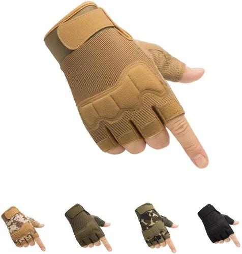 Vista 10 de HYCOPROT Guantes tácticos sin dedos, protectores de nudillos, transpirables, ligeros, para exteriores, militares, para tiro, caza, motociclismo