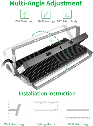 Vista 4 de Viugreum Luz de inundación LED de 100 W, 8000 lúmenes, 3000 K, blanco cálido, reflector delgado para exteriores, luces de seguridad impermeables