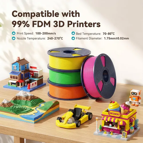 Vista 6 de SUNLU Filamento PETG 2.0, filamento de impresora 3D, color blanco hueso 2.2 lbs Bone White