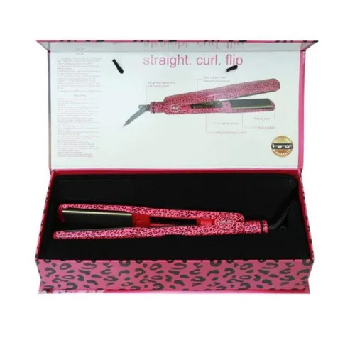 Vista 7 de ISO Beauty - Plancha iónica de titanio, leopardo rosa, 1 pulgada x 3 pulgadas Pink Leopard