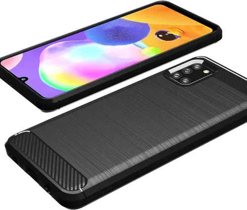 Vista 4 de Osophter Para Galaxy A31 Caso Absorción de Golpes Flexible TPU Caucho Protector Cubierta de Teléfono Celular para Samsung Galaxy A31 (negro)