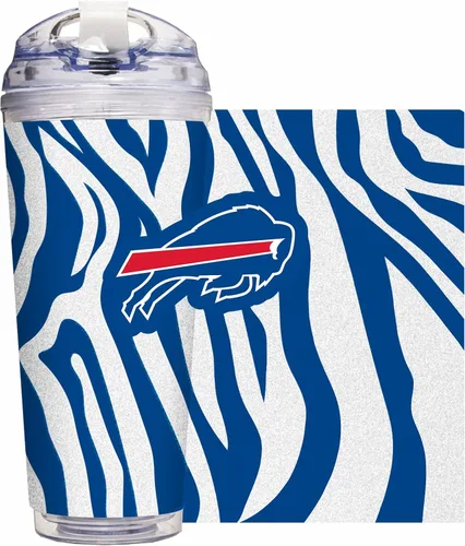Vista 73 de Rico Industries NFL Football Glitter 24 onzas Vaso de purpurina acrílico con tapa con bisagra, Vaso de doble pared oficialmente licenciado con pajita