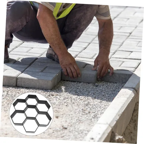 Vista 8 de MERRYHAPY Molde de plástico para pavimentar caminos de jardín, moldes reutilizables para pasarelas y patios, diseño irregular para fácil uso