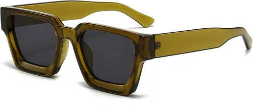 Vista 110 de AIEYEZO Gafas de sol cuadradas para mujeres y hombres, gafas de sol cuadradas con montura gruesa, estilo de diseñador simple