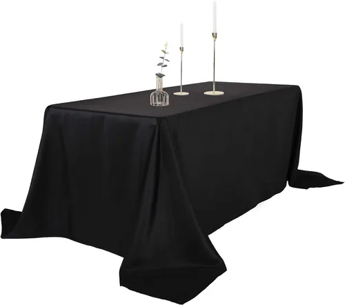 Vista 23 de Ascoza Paquete de 2 manteles cuadrados negros de tela de poliéster de 52 x 52 pulgadas para bodas, banquetes, restaurantes y fiestas