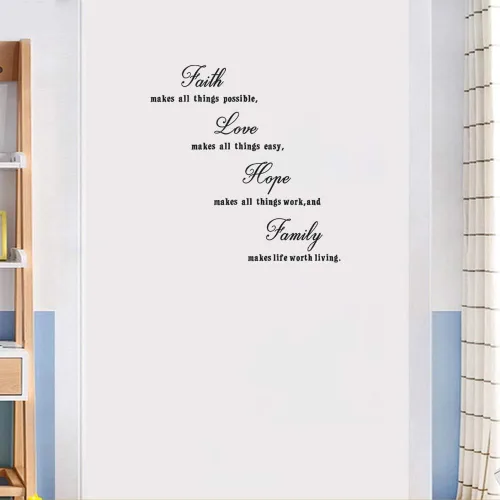 Vista 4 de LZYMSZ - Calcomanías de pared de 16.5 x 23.5 pulgadas con citas de fe, amor, esperanza Removable DIY Saying Wall Art Decals Family Sticker Set