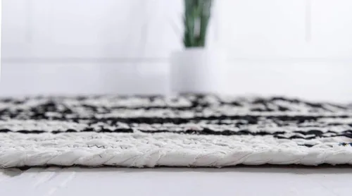 Vista 4 de Unique Loom Braided Chindi Collection Casual Modern Black Area Rug (9' 0 x 12' 0)