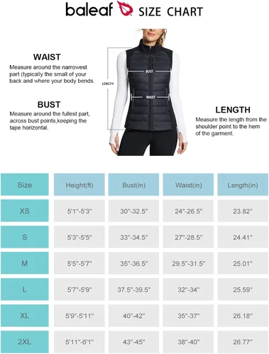 Vista 7 de BALEAF Chaleco ligero y cálido para mujer, para correr, invierno, híbrido, sin mangas, acolchado, resistente al agua