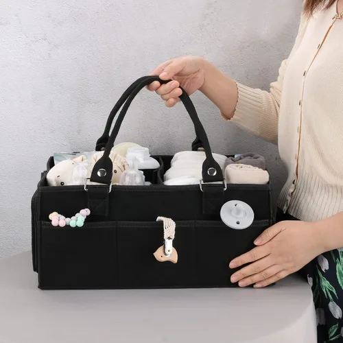 Vista 2 de XUANGUO Organizador de pañales para bebé para niña o niño, gran cesta de almacenamiento para guardería, cesta portátil, bolsa porta pañales