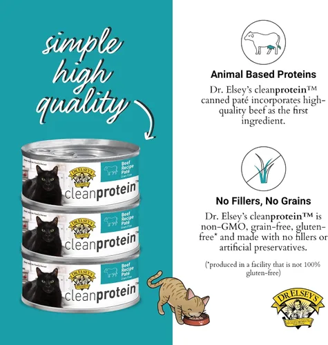 Vista 3 de Dr. Elsey's cleanprotein - Receta de carne de res húmeda para gatos (caja de 24), comida enlatada de 2.75 onzas