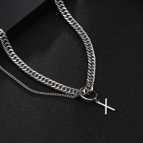 Vista 4 de LifeWorld Cross Necklace for Men, Silver Mens Cross Necklaces,Stainless Steel Cross Pendant Necklace Jewelry Gifts Simple Chain Necklace for Men Boys