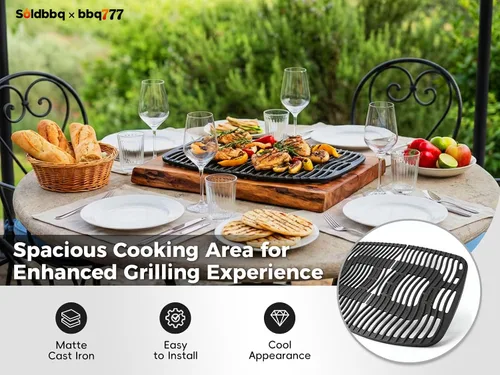 Vista 6 de Rejillas de hierro fundido para parrilla de gas Napoleon All TravelQ 285, para Napoleon Travelq Pro 285 Accesorios Pro285x, PRO285X-BK, PRO285