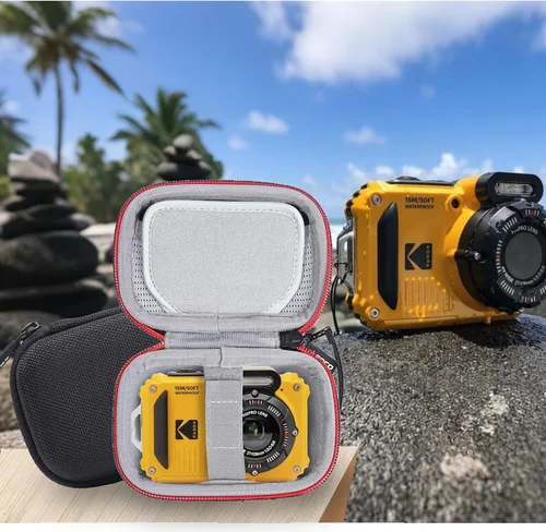 Vista 7 de RLSOCO Funda para cámara digital KODAK PIXPRO FZ55/FZ45/FZ53/FZ43/FZ41 16MP Bolsa de malla para baterías, cable, tarjeta de memoria, lector
