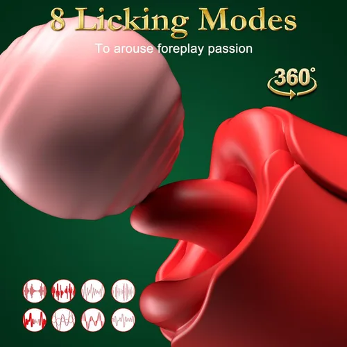 Vista 2 de Vibrador juguetes sexuales para adultos, juguete sexual de rosa con lengua de lamer girada de 360°, juguetes sexuales femeninos con asa, juguetes